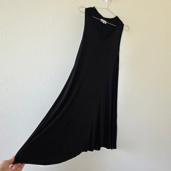 Thyme & Honey Black Sleeveless Midi Dress Womens M Flowy Rayon Spandex Made USA - Picture 4 of 10
